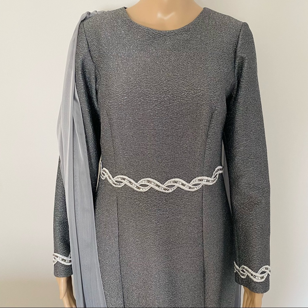 NWT grey silver evening prom dress